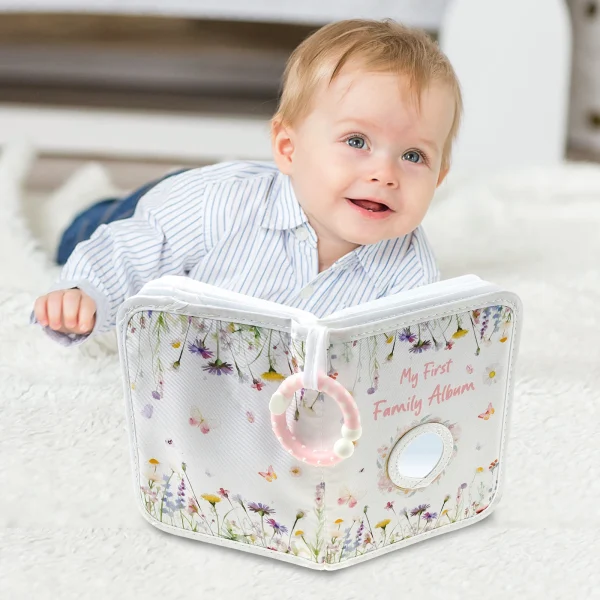 Baby Photo Album with Hook Mirror Newborn First Family Photo Album for Baby Hold 17 Photo Present for Newborn Family 1