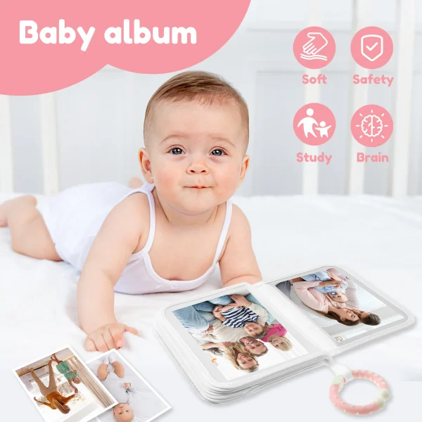 Baby Photo Album with Hook Mirror Newborn First Family Photo Album for Baby Hold 17 Photo Present for Newborn Family 3
