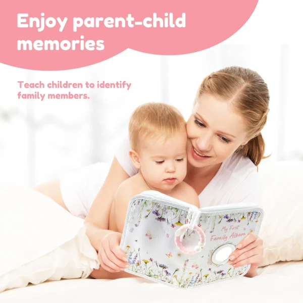 Baby Photo Album with Hook Mirror Newborn First Family Photo Album for Baby Hold 17 Photo Present for Newborn Family 5