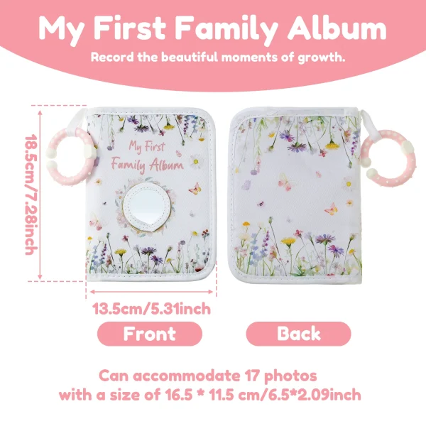 Baby Photo Album with Hook Mirror Newborn First Family Photo Album for Baby Hold 17 Photo Present for Newborn Family 6