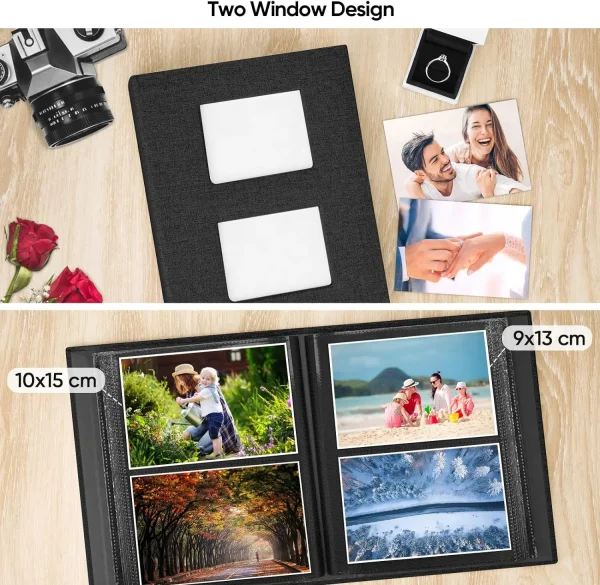 Photo Album 4x6, Small Linen Cover Photo Albums holds 200 Pockets, Photo Albums Slip in for 4x6 Photos, Baby Photo albums Ideal 4