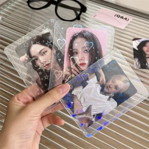 1PC Idol Photo Card Protective Case Love Heart Kpop Photocard Cover 3in Laser PVC Photo Card Sleeves 1