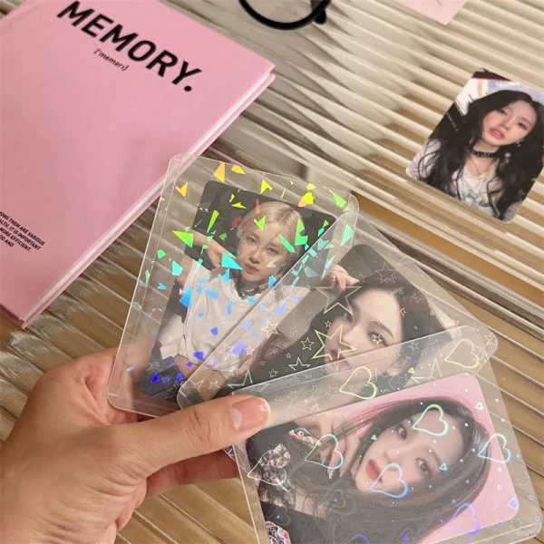 1PC Idol Photo Card Protective Case Love Heart Kpop Photocard Cover 3in Laser PVC Photo Card Sleeves 2