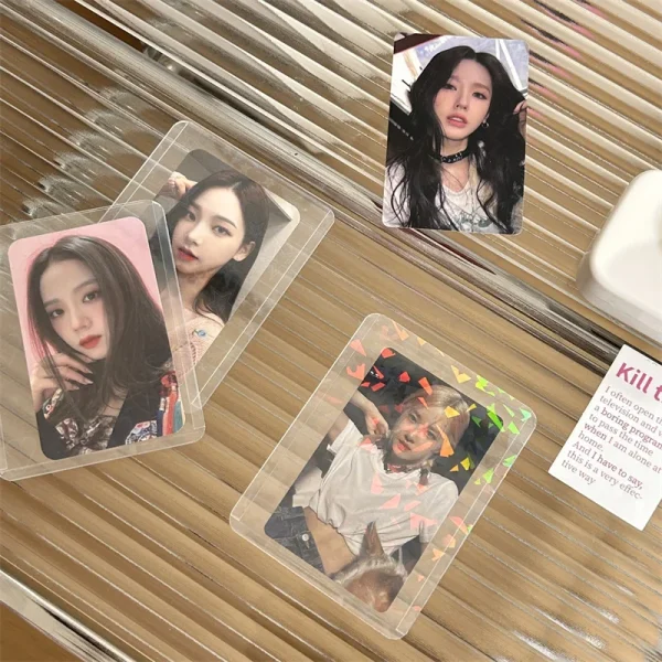1PC Idol Photo Card Protective Case Love Heart Kpop Photocard Cover 3in Laser PVC Photo Card Sleeves 3