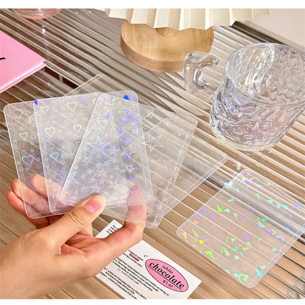 1PC Idol Photo Card Protective Case Love Heart Kpop Photocard Cover 3in Laser PVC Photo Card Sleeves 5