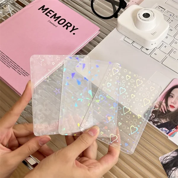 1PC Idol Photo Card Protective Case Love Heart Kpop Photocard Cover 3in Laser PVC Photo Card Sleeves 6