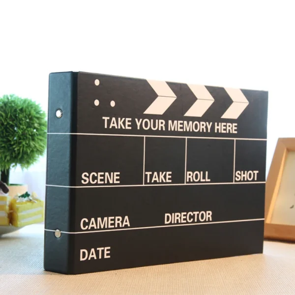 DIY Handmade 25 Pcs Black Pages Vintage Black White Cover Photo Album Wedding Clapperboard Style Photo Album 1