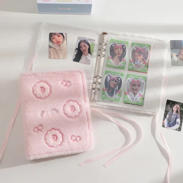 Soft Plush A5 Binder Photo Album With 10pcs Double Pocket sleeve Kawaii Kpop Photocards Collect Book 2