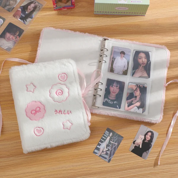 Soft Plush A5 Binder Photo Album With 10pcs Double Pocket sleeve Kawaii Kpop Photocards Collect Book 5
