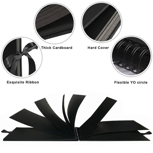 40/80 Pages  Photo Albums 80 Black Pages Memory Books A4 Craft Paper DIY Scrapbooking Picture Wedding Birthday Childrens Gift 3