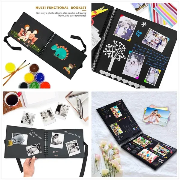 40/80 Pages  Photo Albums 80 Black Pages Memory Books A4 Craft Paper DIY Scrapbooking Picture Wedding Birthday Childrens Gift 6