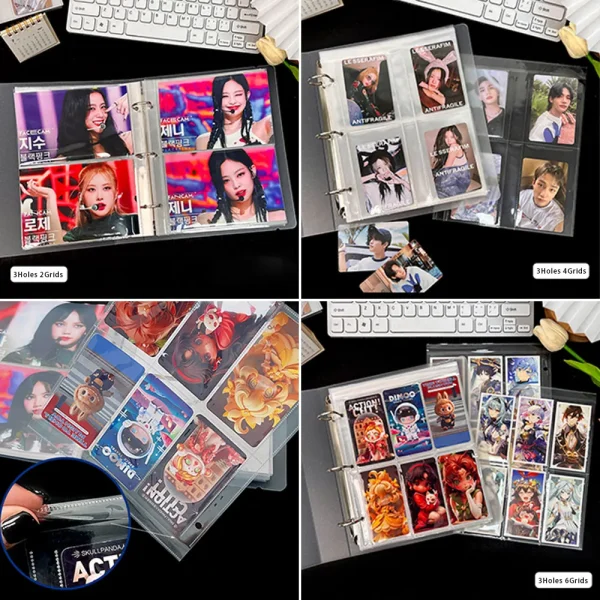 A5 3/7 Ring Photocards Binder Sleeve 1/2/4/6 Pockets Clear Acid Free 6x4 Photo Album Refill Pages Trading Card Postcard Sleeve 2