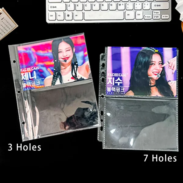 A5 3/7 Ring Photocards Binder Sleeve 1/2/4/6 Pockets Clear Acid Free 6x4 Photo Album Refill Pages Trading Card Postcard Sleeve 3