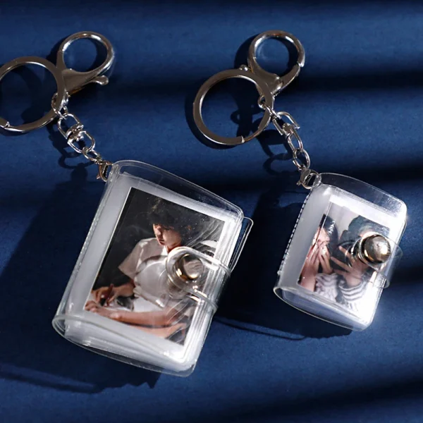 16 Mini Small Photo Album Keyring 1 2 Inch ID Instant Pictures Interstitial Storage Card Book Keychain Lover Time Memory Gift 1