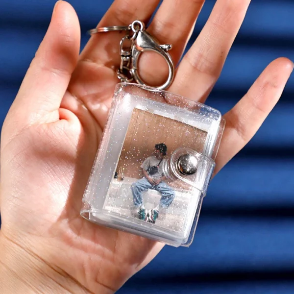16 Mini Small Photo Album Keyring 1 2 Inch ID Instant Pictures Interstitial Storage Card Book Keychain Lover Time Memory Gift 2
