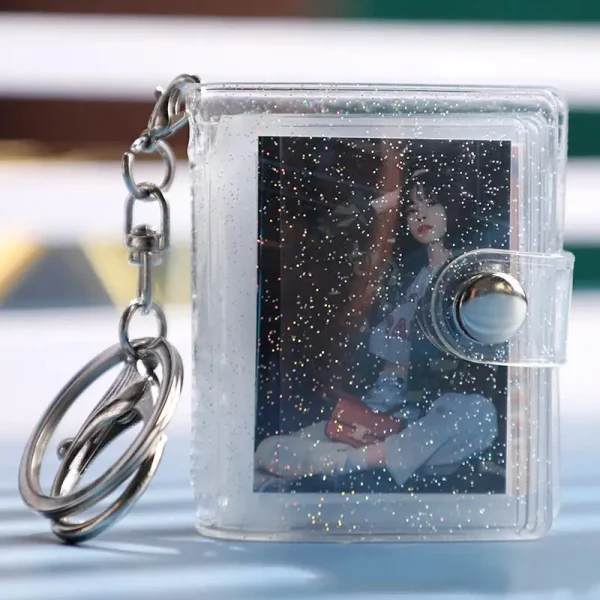 16 Mini Small Photo Album Keyring 1 2 Inch ID Instant Pictures Interstitial Storage Card Book Keychain Lover Time Memory Gift 5