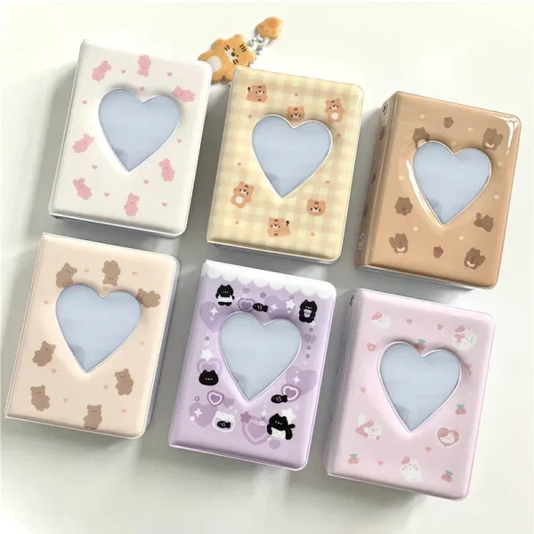 Cute Bear Photo Album 3 Inch Love Heart Hollow Picture Storage Case Kpop Card Binder Name Card Book Photocard Holder 40 Pockets 1