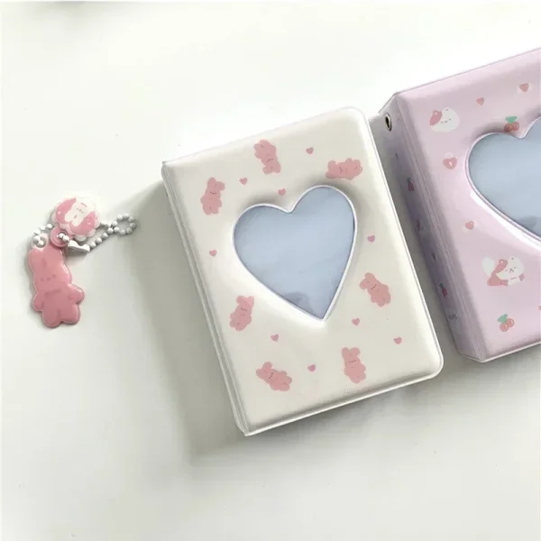 Cute Bear Photo Album 3 Inch Love Heart Hollow Picture Storage Case Kpop Card Binder Name Card Book Photocard Holder 40 Pockets 2