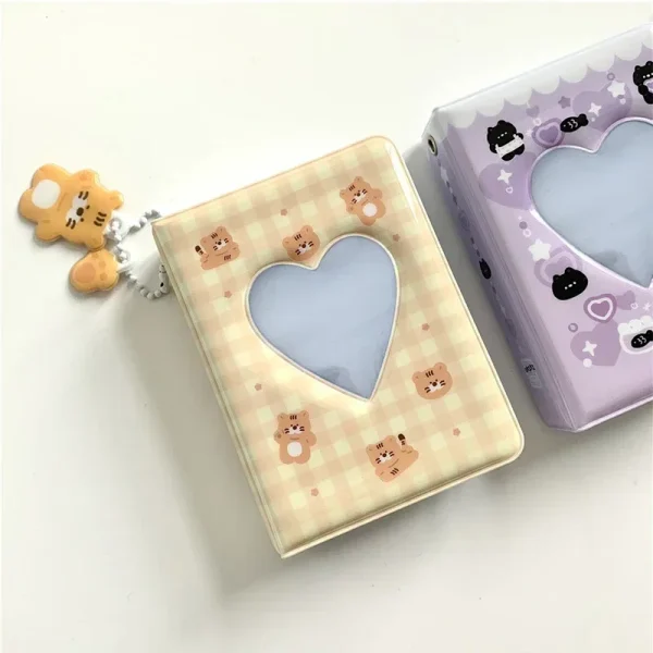 Cute Bear Photo Album 3 Inch Love Heart Hollow Picture Storage Case Kpop Card Binder Name Card Book Photocard Holder 40 Pockets 3
