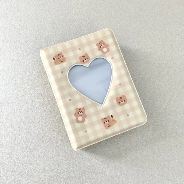 Cute Bear Photo Album 3 Inch Love Heart Hollow Picture Storage Case Kpop Card Binder Name Card Book Photocard Holder 40 Pockets 5