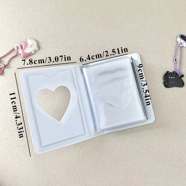 Cute Bear Photo Album 3 Inch Love Heart Hollow Picture Storage Case Kpop Card Binder Name Card Book Photocard Holder 40 Pockets 6