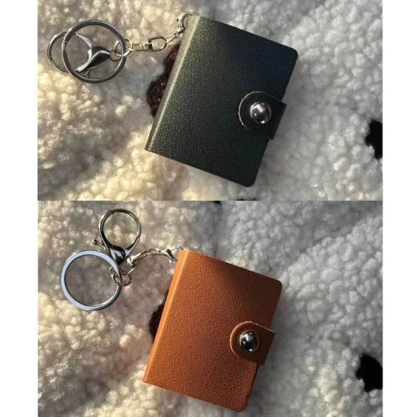2Pack Mini PU Leather Photo Album with Keychains Insert Pocket Organizers Drop Shipping 3