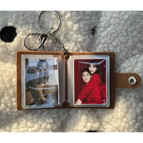 2Pack Mini PU Leather Photo Album with Keychains Insert Pocket Organizers Drop Shipping 6