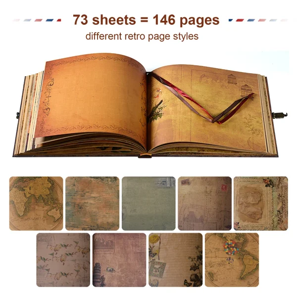 146Pages DIY Handmade Photo Album Scrapbook Our Adventure Book Retro Kraft Travel Album Anniversary Wedding Commemoration Gift 2