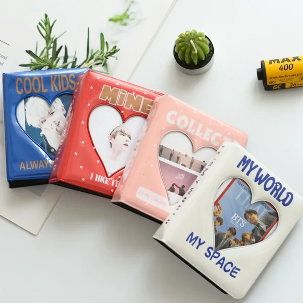 64 Pockets 3-inch Mini Photo Album Cartoon Love Heart Hollow Album Photo Photocard Binder Holder Kpop Idol Cards Collect Book 1
