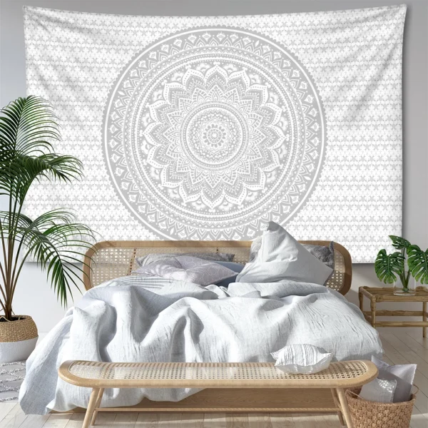 Striped Mandala Tapestry Wall Hanging Abstract Psychedelic Witchcraft Bohemian Hippie Tapiz Living Room Home Decor 2