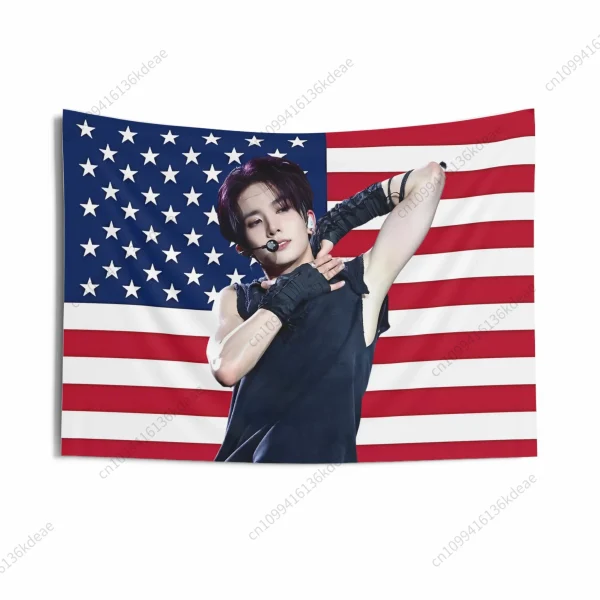 Unique Aesthetic Kpop Poster Tapestry Enhypen American Flags Wall Tapestries Concert Banners Home Decor Room Backdrop Cloth Gift 2