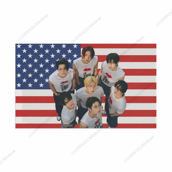 Unique Aesthetic Kpop Poster Tapestry Enhypen American Flags Wall Tapestries Concert Banners Home Decor Room Backdrop Cloth Gift 3