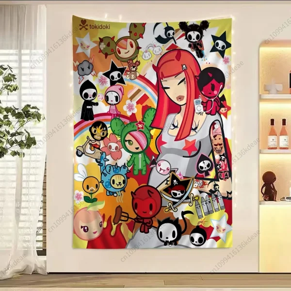 Kawaii Anime Tapestry T-Tokidoki Large Printed Wall Tapestries Flags Cute Room Decoration Background Cloth Teens Room Home Decor 3