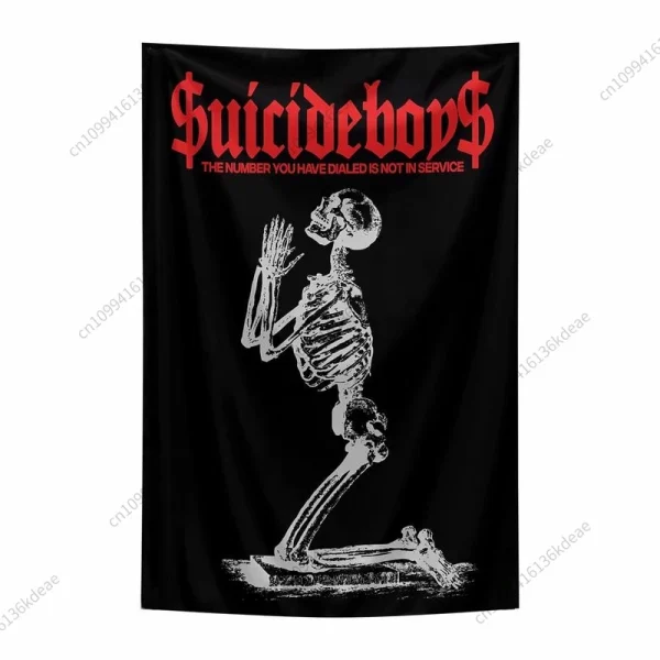 Suicideboys Tapestry Horror Skull Flags Banners Hippie Bohemian Wall Tapestries Bedroom Dorm Background Cloth Mandala Home Decor 1