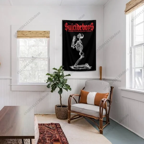 Suicideboys Tapestry Horror Skull Flags Banners Hippie Bohemian Wall Tapestries Bedroom Dorm Background Cloth Mandala Home Decor 2