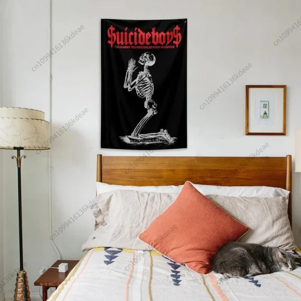 Suicideboys Tapestry Horror Skull Flags Banners Hippie Bohemian Wall Tapestries Bedroom Dorm Background Cloth Mandala Home Decor 3