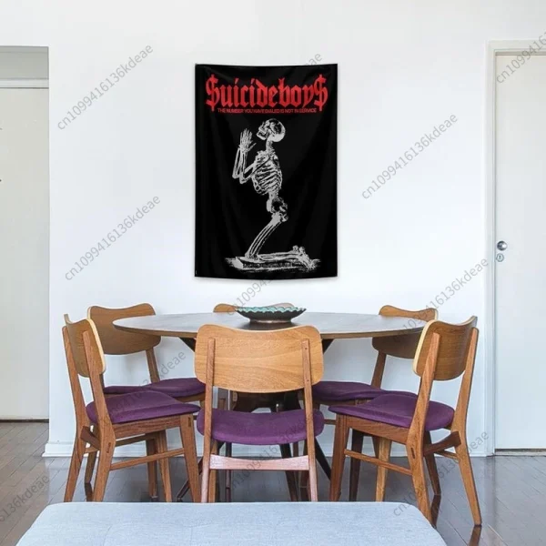 Suicideboys Tapestry Horror Skull Flags Banners Hippie Bohemian Wall Tapestries Bedroom Dorm Background Cloth Mandala Home Decor 4