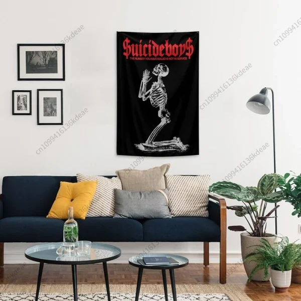 Suicideboys Tapestry Horror Skull Flags Banners Hippie Bohemian Wall Tapestries Bedroom Dorm Background Cloth Mandala Home Decor 5