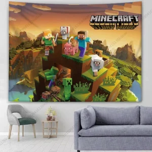 Anime Wall Tapestry Poster M-Minecraftes Wall Hanging Background Cloth Kids Bedroom Decor Flags Wallpaper Aesthetic Decorative 1