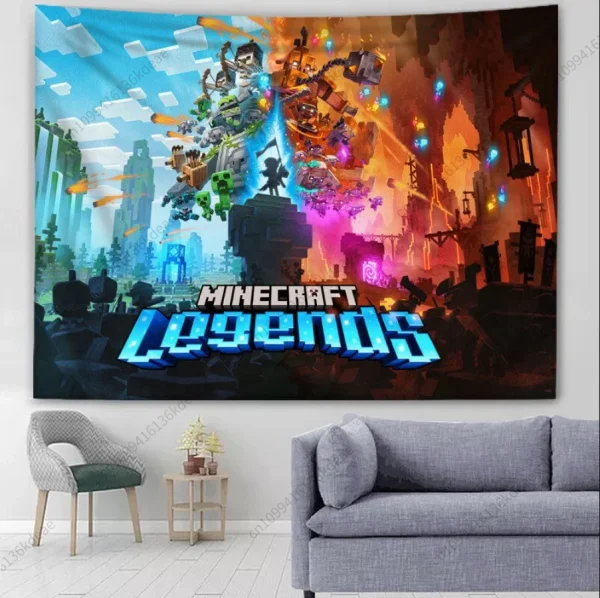 Anime Wall Tapestry Poster M-Minecraftes Wall Hanging Background Cloth Kids Bedroom Decor Flags Wallpaper Aesthetic Decorative 2