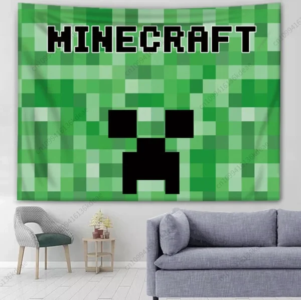 Anime Wall Tapestry Poster M-Minecraftes Wall Hanging Background Cloth Kids Bedroom Decor Flags Wallpaper Aesthetic Decorative 4