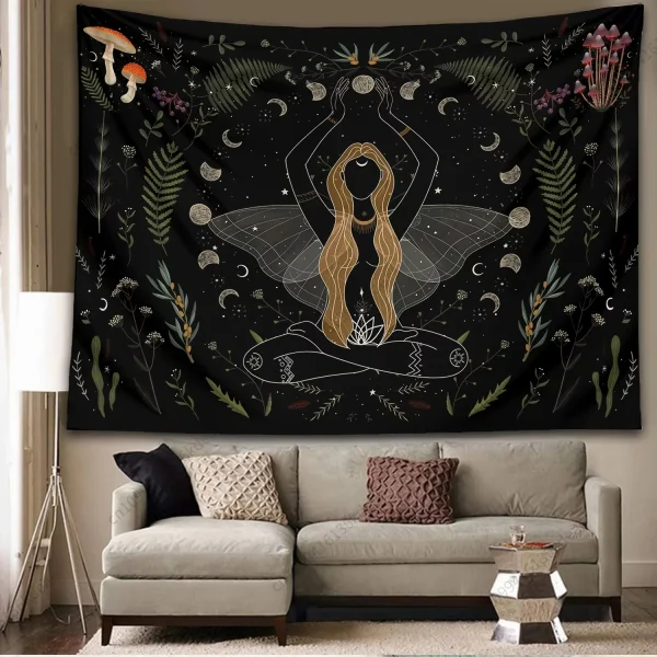 Aesthetic Moon Goddess Tapestry Room Decor Hippie Bohemian Moon Wall Tapestries Mandala Home Decor Bedroom Background Cloth Flag 3
