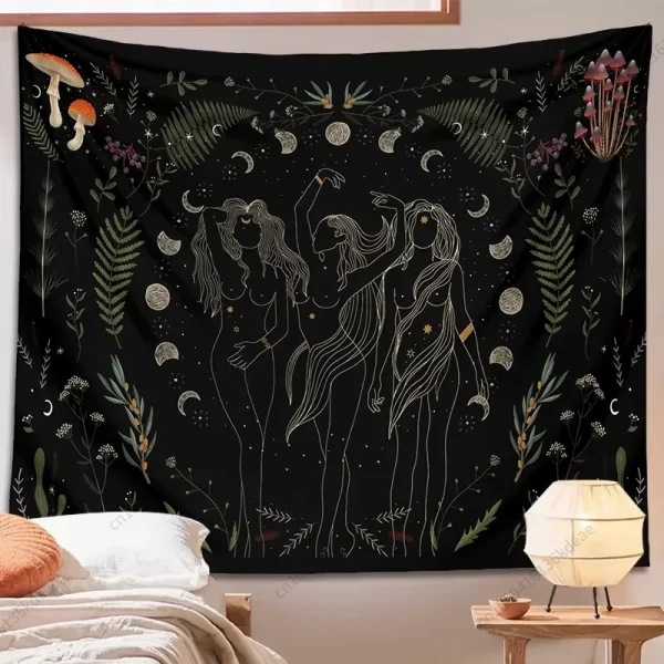 Aesthetic Moon Goddess Tapestry Room Decor Hippie Bohemian Moon Wall Tapestries Mandala Home Decor Bedroom Background Cloth Flag 4