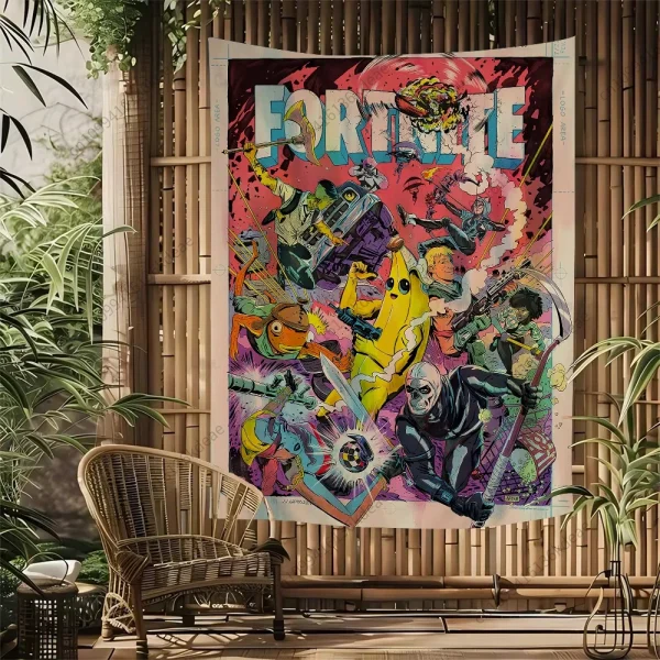 Anime Tapestry F-Fortnites Wall Hanging Tapestry Aesthetic Room Decor Bedroom Wallpaper Backdrop Cloth Home Decor Wall Art Decor 6
