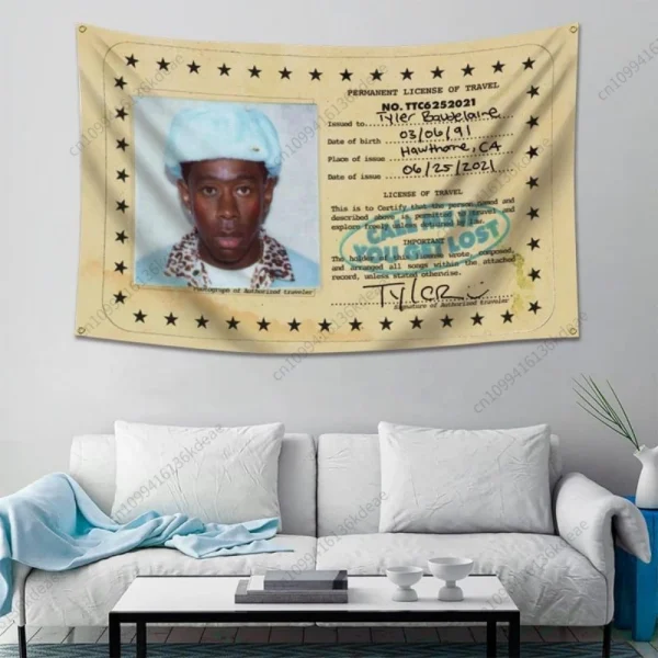 Tyler Flag The Creator Tapestry Hip Hop Music Album Cover Banners Wall Tapestries Bedroom Living Room Dorm Party Backdrop Decor 1