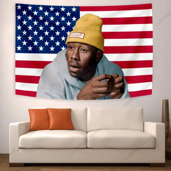 Tyler Flag The Creator Tapestry Hip Hop Music Album Cover Banners Wall Tapestries Bedroom Living Room Dorm Party Backdrop Decor 3