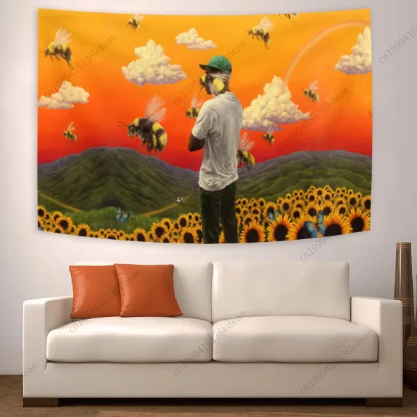 Tyler Flag The Creator Tapestry Hip Hop Music Album Cover Banners Wall Tapestries Bedroom Living Room Dorm Party Backdrop Decor 4