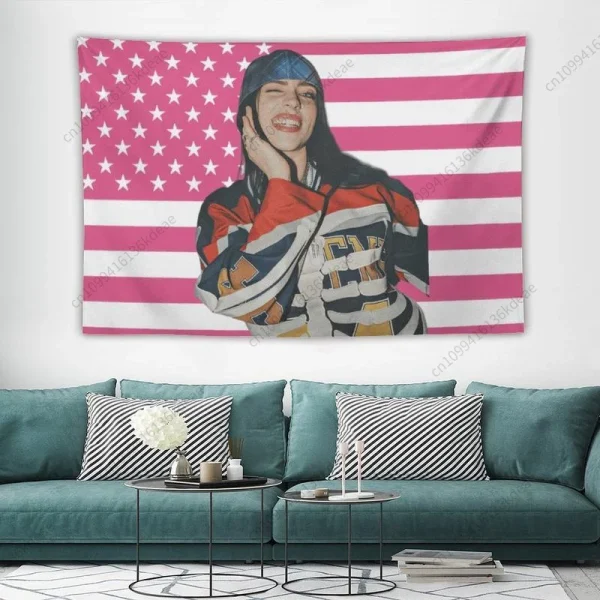 Aesthetic Tapestry Room Decor Celebrity Themed B-Billies American Flags Tapestries Wall Poster Banner Bedroom Background Cloth 5