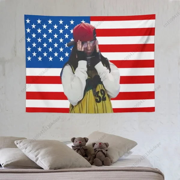 Aesthetic Tapestry Room Decor Celebrity Themed B-Billies American Flags Tapestries Wall Poster Banner Bedroom Background Cloth 6