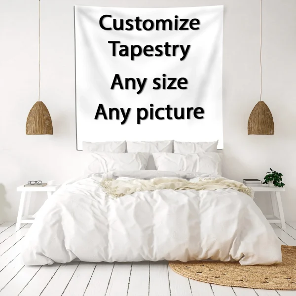 Custom Tapestry Your Any Size Picture Polyester Printed Bar Bedroom Room Background Decoration 3